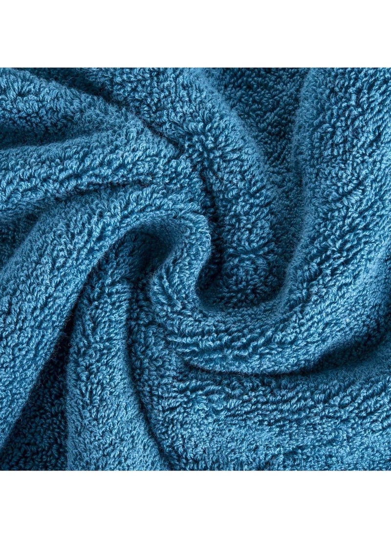 joyzzz - Luxury Bath Towels Set 3 Pack, Towel Set 100% Cotton (1 Large Bath Towel, 1 Hand Towel, 1 Washcloth) Ultra Soft and Highly Absorbent, for Bathroom, Hotel, Spa, Beach and Gym-Blue - Image 1