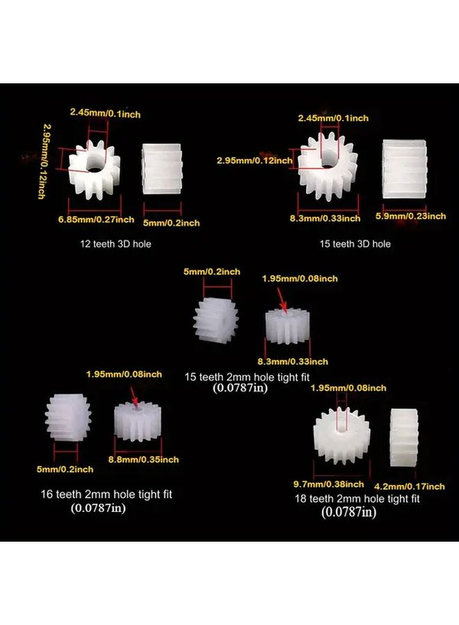 125x7x4 مم رف واحد مع 5 أنواع من مجموعة التروس البلاستيكية للروبوتات DIY - Image 5