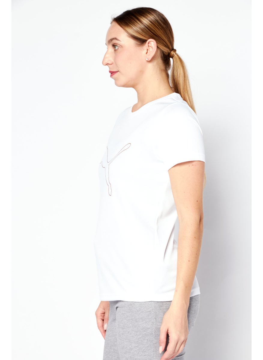 PUMA Women Sportswear Fit Training Short Sleeve T-Shirt, White  - Image 3