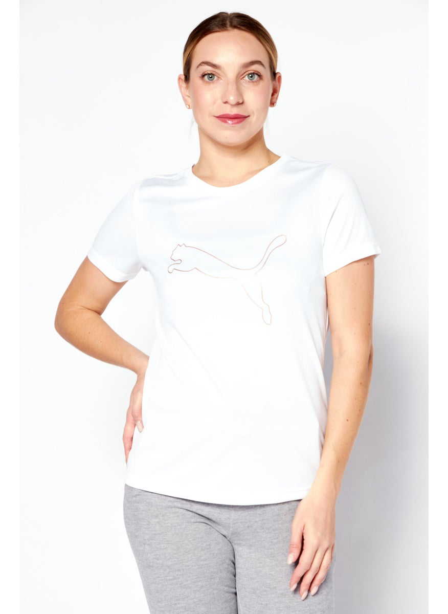 PUMA Women Sportswear Fit Training Short Sleeve T-Shirt, White  - Image 1