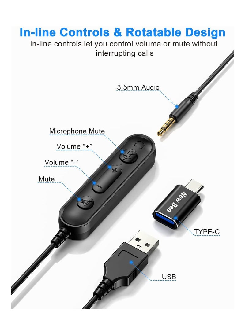 H362 USB Headset 270° Rotatable Microphone Computer Headset in-line Controls Call Center Stereo Wired PC Headset Ultra Comfort for Skype, Zoom, Laptop, Phone, PC, Tablet - pzsku/Z9512556F1BD4A2C1F3F8Z/45/_/1694027109/c9fbbbee-e73c-4850-96dd-64e88233a77f