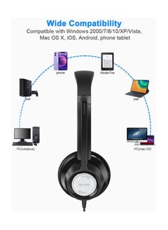 New Bee H362 USB Headset 270° Rotatable Microphone Computer Headset in-line Controls Call Center Stereo Wired PC Headset Ultra Comfort for Skype, Zoom, Laptop, Phone, PC, Tablet  - Image 5