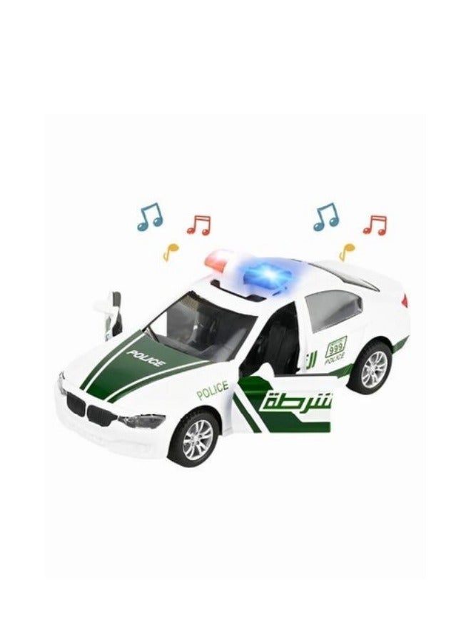 MIXDE Mini Vehicles Toys For Kids Dubai Police Car Model Pull Back Alloy Car With Lights And Music  - Image 3