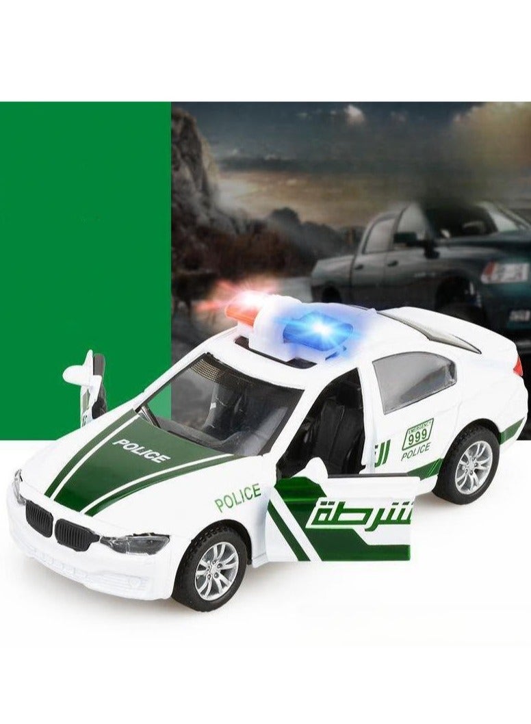 MIXDE Mini Vehicles Toys For Kids Dubai Police Car Model Pull Back Alloy Car With Lights And Music  - Image 1