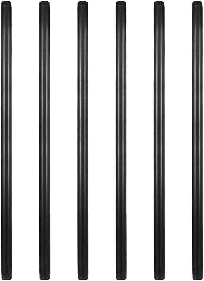 GeilSpace 6 Pack 3/4" × 42" Pre-Cut Black Metal Pipe, Industrial Steel Fits Standard Three Quarters Inch Black Threaded Pipes and Fittings - Vintage DIY Industrial Shelving (3/4" × 42") - Image 1