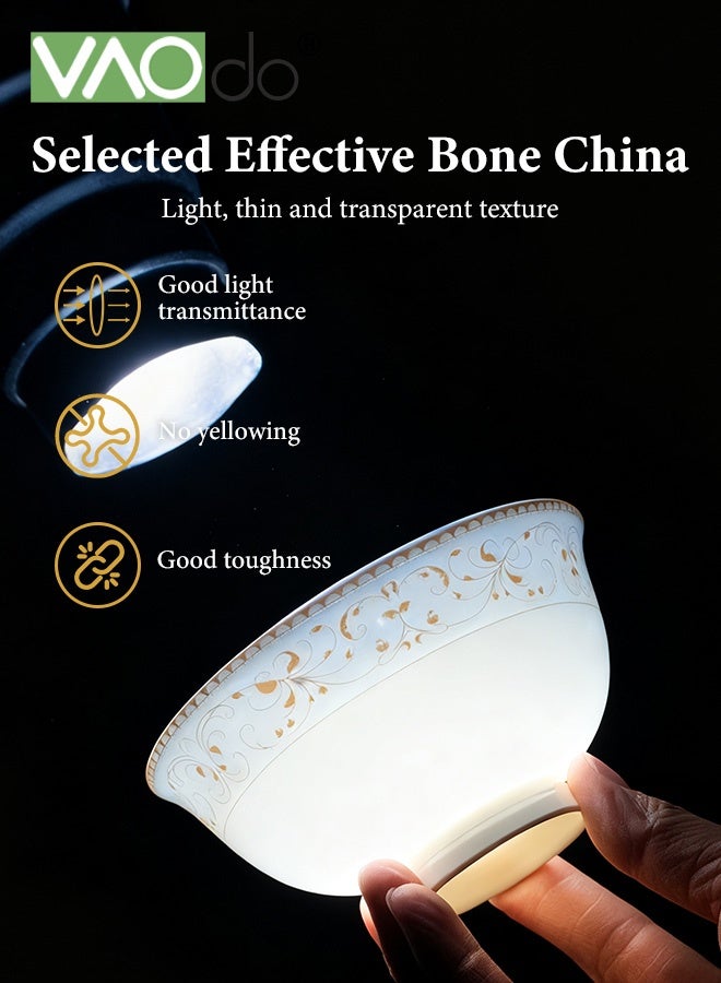 فاو دو مجموعة أواني طعام من البورسلين مكونة من 28 قطعة، مجموعة أوعية وأطباق، مجموعة أطباق خزفية متينة، تكفي لـ 6 أشخاص، آمنة للاستخدام في الفريزر والميكروويف - Image 5