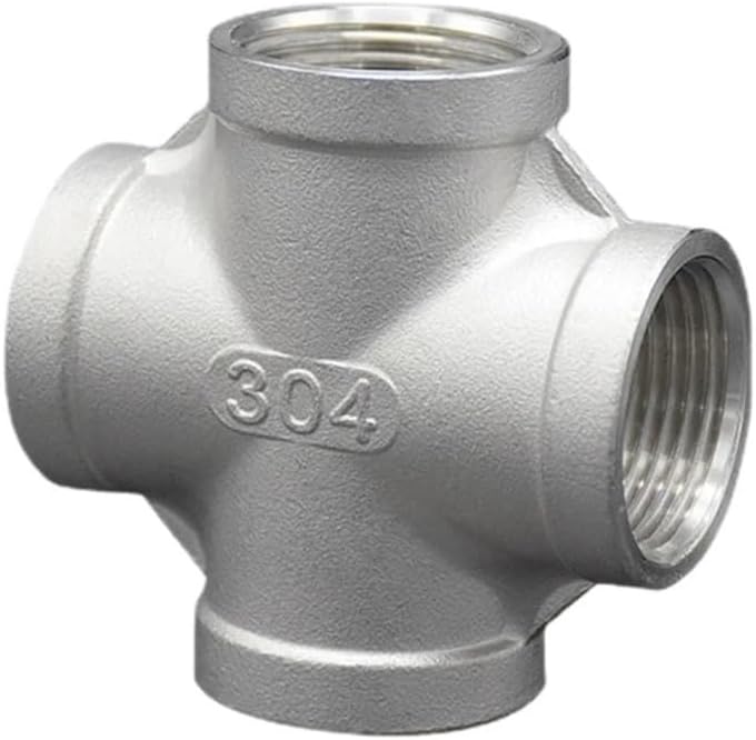 3 4 Inch BSPT SS201 Stainless Steel Female Cross 4 Way Pipe Fitting Connector - Image 1