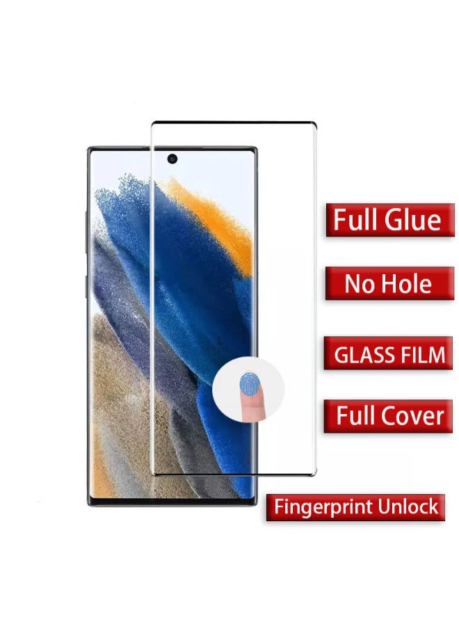 SHOPI Full Glue No hole Tempered Glass Screen Protector For Samsung S22 S21 Ultra S20 Note20 S10 Plus S8 S9 NOTE8 Full cover fingerprint unlock film  - Image 1