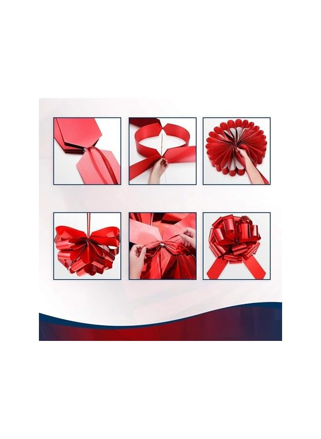 The Bros Large Pull Bows, Gift Bows, Giant Bow for Car, Birthday Bow, Bow for Gifts for Present Bouquet Floral Arrangements Birthday Wedding Decoration(RED)  - Image 4