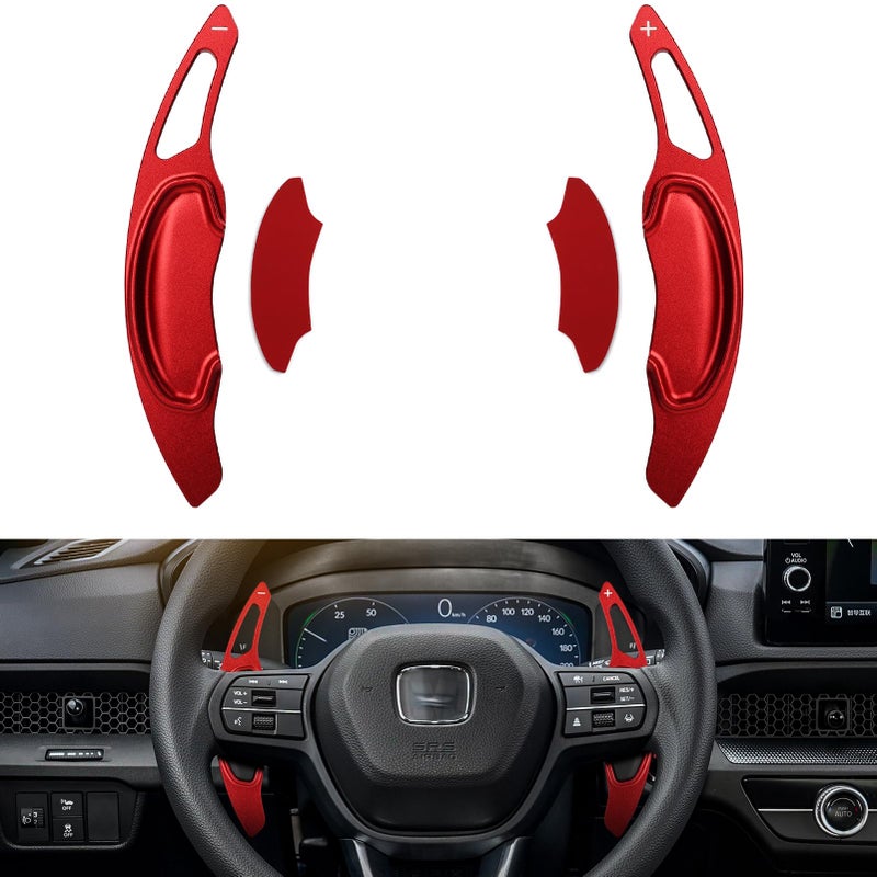 CKE Compatible with Honda Civic 2022-2026 for CR-V Accord Pilot 2023-2026 Accessories Sporty Car Paddle Shifter Extension Interior Shift Cover Trims -Red - Image 1