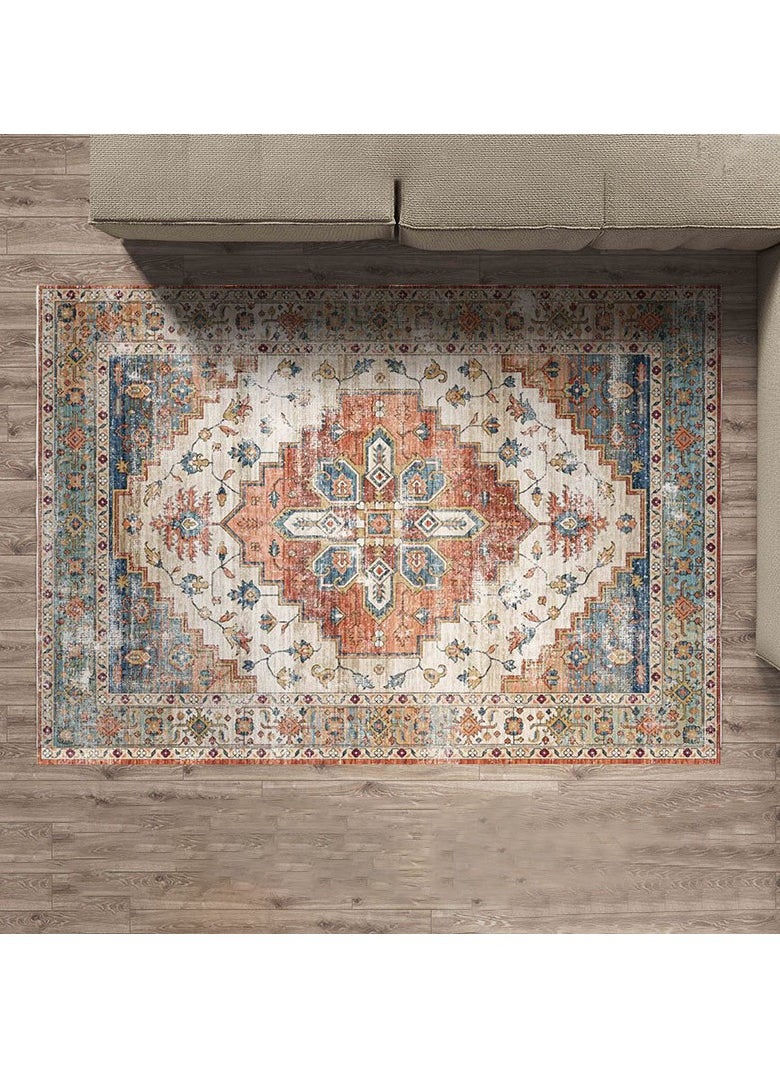 Loquat Polyester Fiber Machine Washable Retro Style Carpet  - Image 1