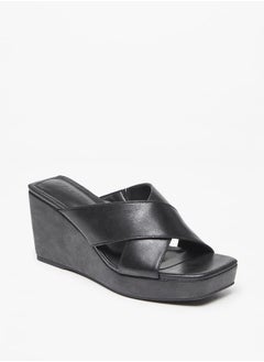 Celeste Women's Cross Strap Slip-On Sandals with Wedge Heels  - Image 2