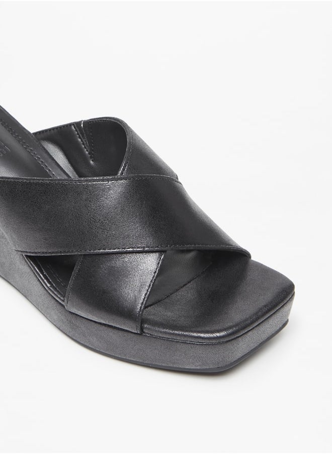Celeste Women's Cross Strap Slip-On Sandals with Wedge Heels  - Image 5
