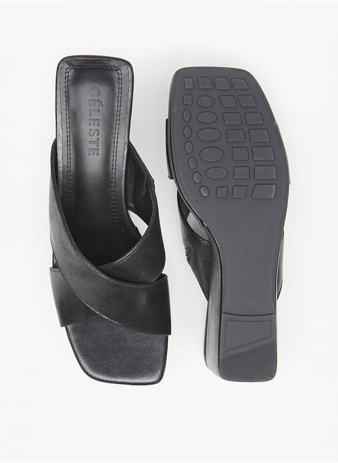 Celeste Women's Cross Strap Slip-On Sandals with Wedge Heels  - Image 4