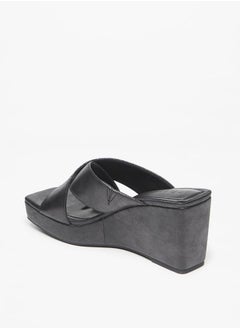 Celeste Women's Cross Strap Slip-On Sandals with Wedge Heels  - Image 3