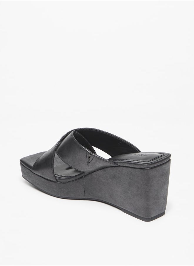 Celeste Women's Cross Strap Slip-On Sandals with Wedge Heels  - Image 3