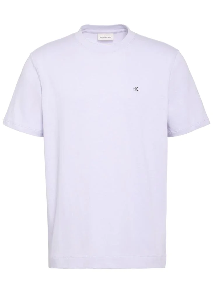 كالفن كلاين تي شيرت بياقة متباينة وخياطة