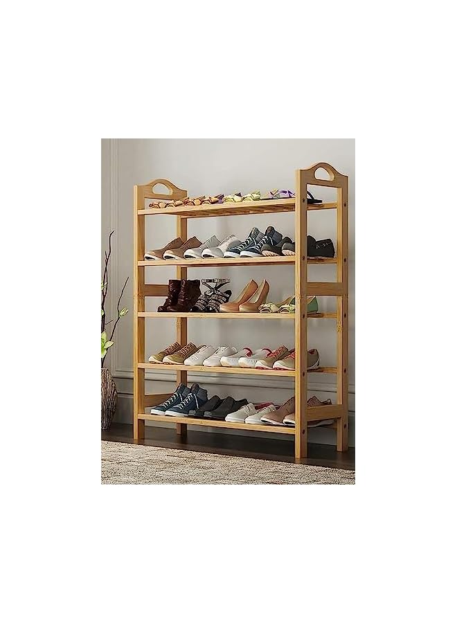 Zaboon منظم أحذية منزلي مكون من 5 طبقات مصنوع من الخيزران الطبيعي 60*15*5 بوصة، بيج - Image 3