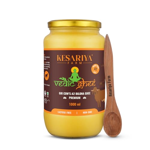 Vedic Ghee Premium A2 Gir Cow Cultured Desi Ghee from Kesariya Farm | Vedic Bilona Two Way Churned | Indian Gir Cow Ghee, Pure A2 Ghee, Natural & Healthy, Non-GMO | Lab Certified (1L) - Image 1