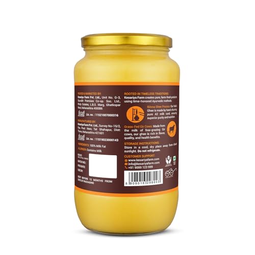 Vedic Ghee Premium A2 Gir Cow Cultured Desi Ghee from Kesariya Farm | Vedic Bilona Two Way Churned | Indian Gir Cow Ghee, Pure A2 Ghee, Natural & Healthy, Non-GMO | Lab Certified (1L) - Image 4
