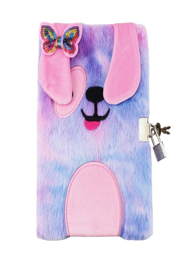 YankMooM Dog Diary with Lock for Girls, Blue Secret Journal for Kids Hardcover Fluffy Tie-Dye Notebook Gift for Writing and Drawing - Image 1