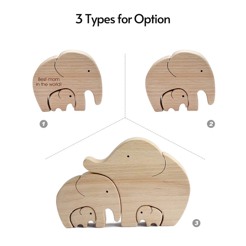 2PCS Wooden Elephant Set Elephant Mother Elephant Child Desktop Ornament Best Mom in the World Mother's Day Gifts - Image 3