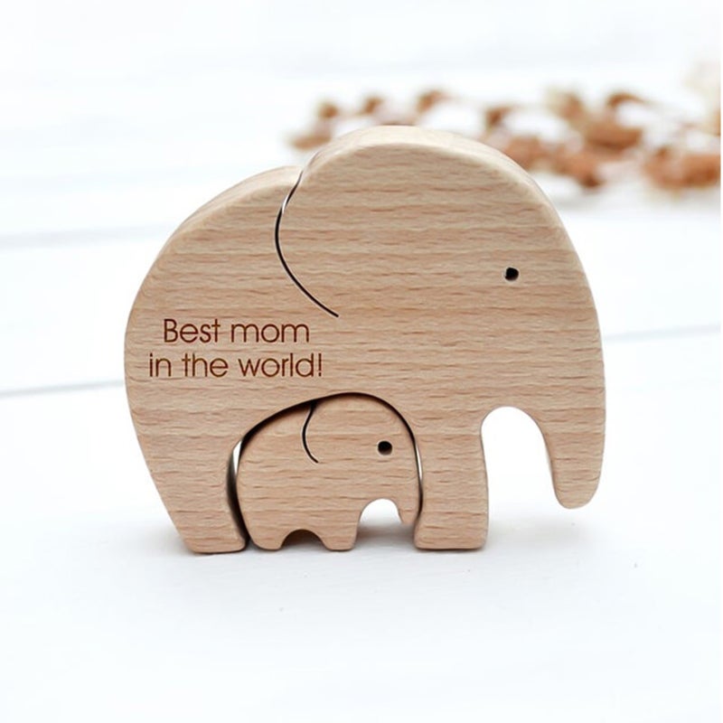 2PCS Wooden Elephant Set Elephant Mother Elephant Child Desktop Ornament Best Mom in the World Mother's Day Gifts - Image 4