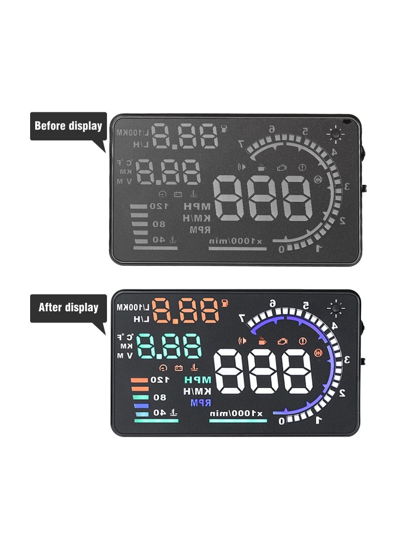 Y&D HUD Display for Cars OBD2, A8 Head-up 5.5 inches, Plug & Play Digital Speedometer MPH RPM, Overspeed Warning, Universal OBDII, EUOBD Auto Speed Heads Up Windshield  - Image 2