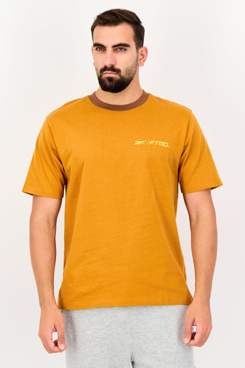 Reebok Men Sportswear Fit Short Sleeve Outdoor T-Shirt, Mustard - Image 1