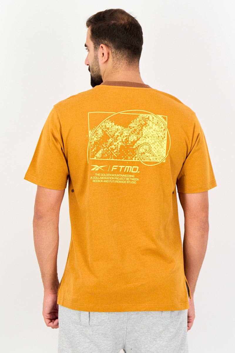 Reebok Men Sportswear Fit Short Sleeve Outdoor T-Shirt, Mustard - Image 3