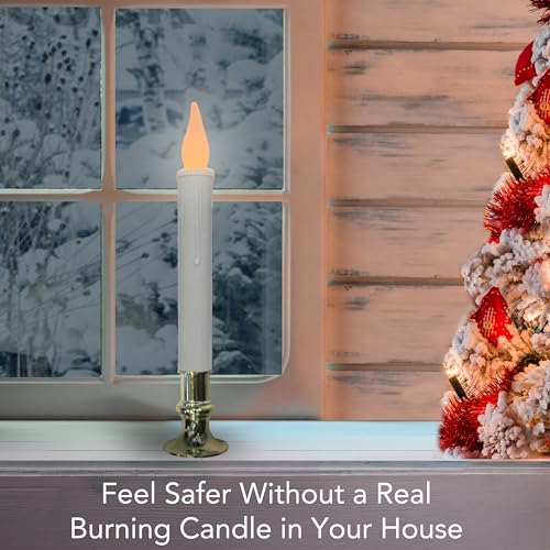 Brite Star Battery Operated 9-inch LED Candles - 6 Count Flickering Flameless Candles with Timer - Perfect for Home Décor, White - Image 3