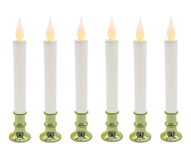 Brite Star Battery Operated 9-inch LED Candles - 6 Count Flickering Flameless Candles with Timer - Perfect for Home Décor, White - Image 1
