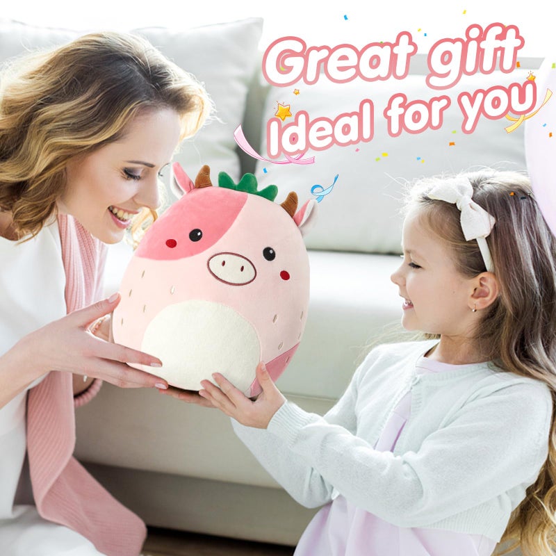 CozyWorld 12"" Strawberry Cow Plush Pillow Stuffed Animals Original Plushie Cute Soft for Boys Girls - Image 5