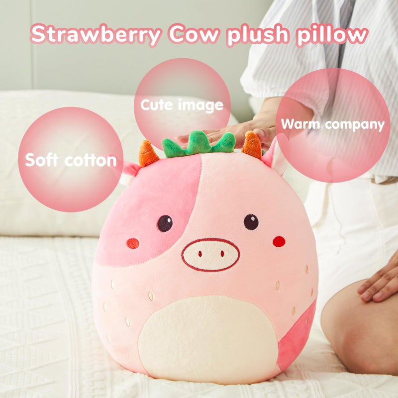 CozyWorld 12"" Strawberry Cow Plush Pillow Stuffed Animals Original Plushie Cute Soft for Boys Girls - Image 4