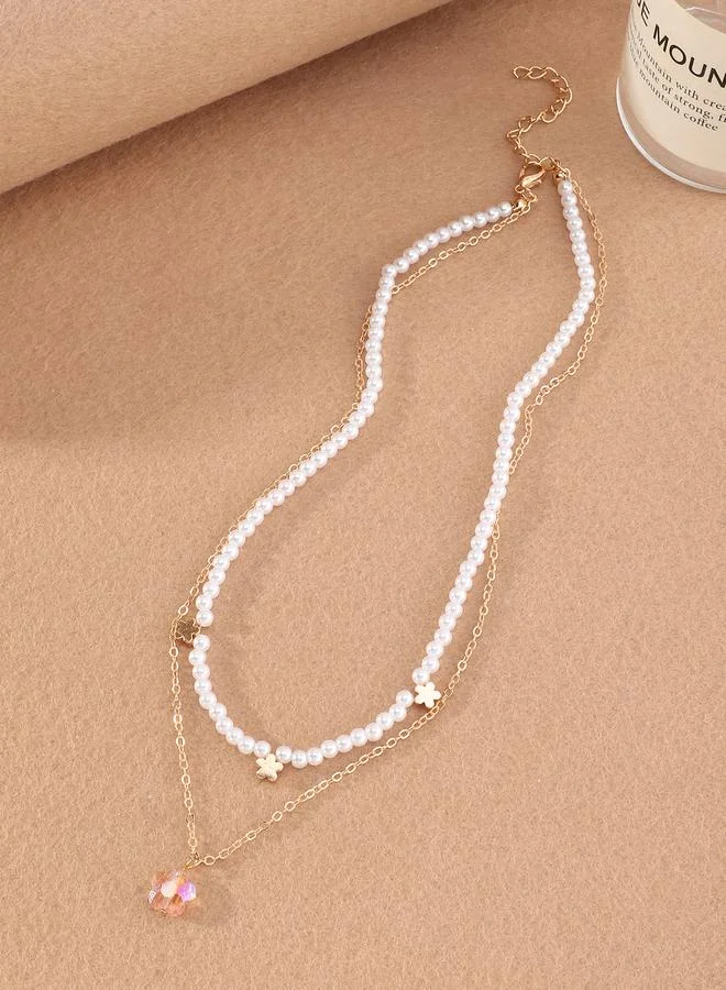 تايك تو Faux Pearl Layered Necklace