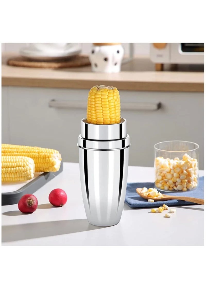 Generic Corn Peeler 304 Stainless Steel Corn Cob Peeler with Cup Convenient Corn Stripper Tool Quickly Peeling Corn Kernels Cutter For Kitchen Thresher Corn Cutter from the Cob  - Image 2