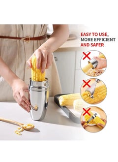 Generic Corn Peeler 304 Stainless Steel Corn Cob Peeler with Cup Convenient Corn Stripper Tool Quickly Peeling Corn Kernels Cutter For Kitchen Thresher Corn Cutter from the Cob  - Image 4