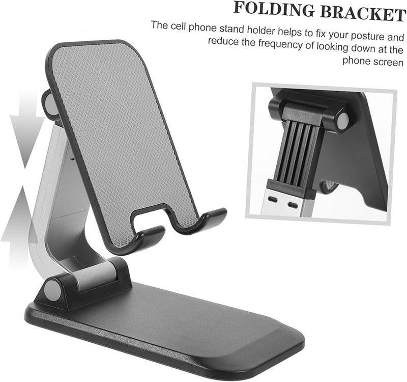 Adjustable Phone Stand Holder for Desk Office Travel Stable Watching Movies Charging Black - Image 5