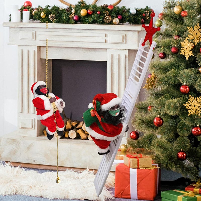 woobles Electric Santa Claus Toy, Christmas Decoration with Music for Christmas Tree, Tree Hanging Decorations,Electric Climbing Santa on Ladder, Santa Claus Climbing Ladder Doll (#1) - Image 4