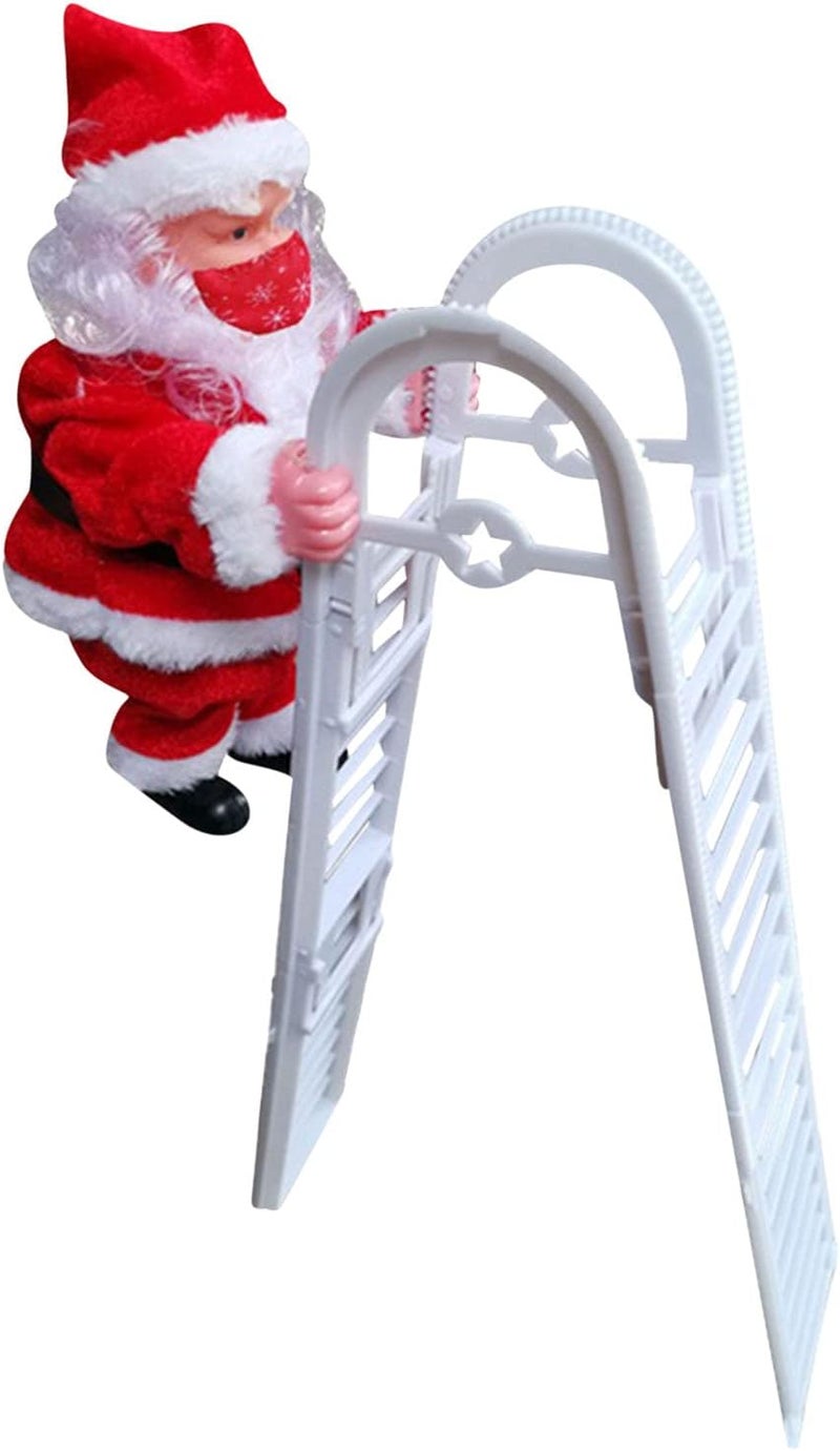 woobles Electric Santa Claus Toy, Christmas Decoration with Music for Christmas Tree, Tree Hanging Decorations,Electric Climbing Santa on Ladder, Santa Claus Climbing Ladder Doll (#1) - Image 1
