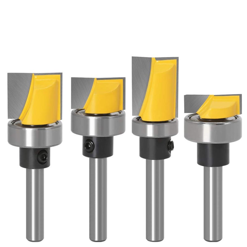 Wolfride Door Hinge Router Bit Set 1/4-Inch Shank Template Flush Trim Router Bit Hinge Mortise Router Bit Bottom Cleaning Router Bit (4pcs) - Image 1