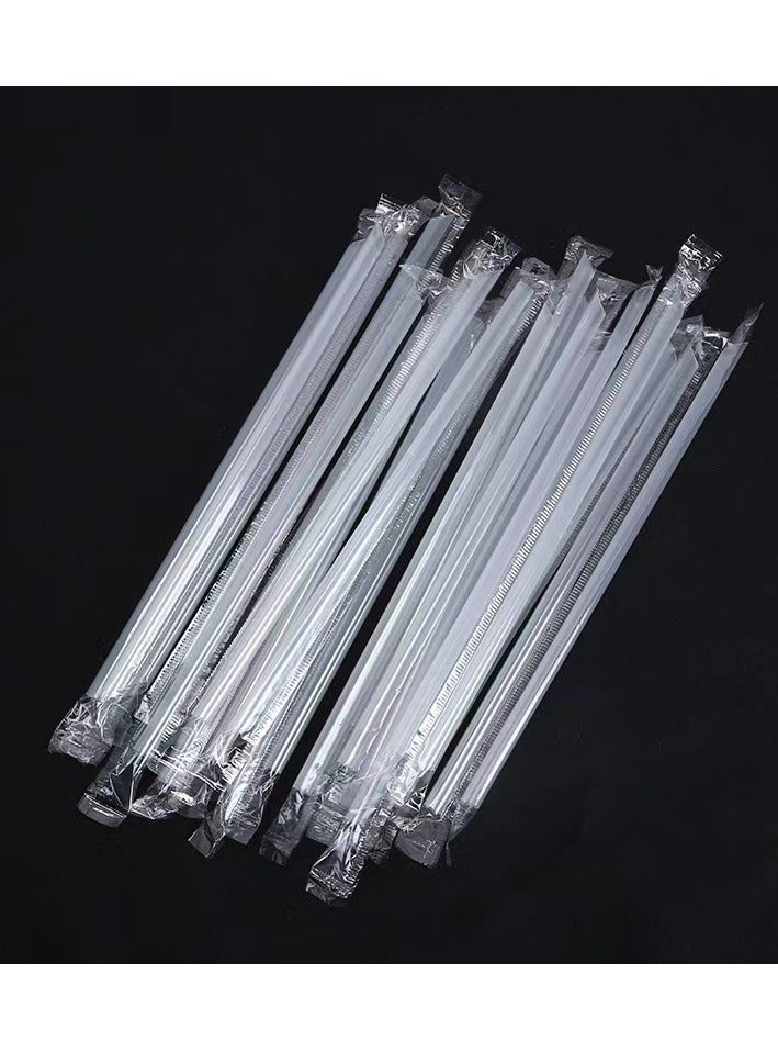 100-Piece 7.4-Inch Highly Flexible Plastic Straws, Disposable Drinking Straws - Clear