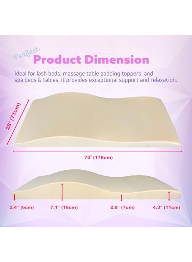 XOLLOZ Lash Bed Topper Ergonomic Memory Foam Pad with Plush Cover Spa Table Cushion for Eyelash Tech Salon Mattress for Beauty Beds Compatible with Massage and Spa Setups 2870 71178 cm Beige - Image 3