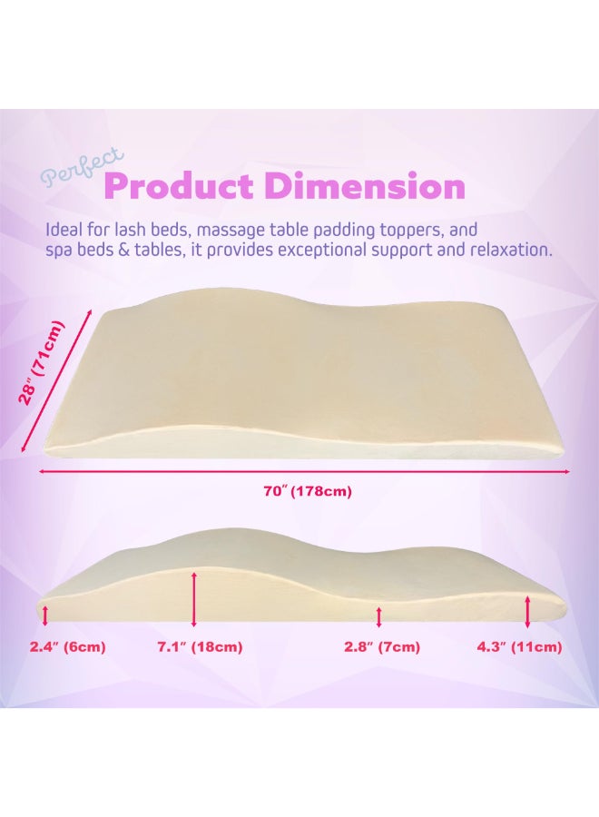 XOLLOZ Lash Bed Topper Ergonomic Memory Foam Pad with Plush Cover Spa Table Cushion for Eyelash Tech Salon Mattress for Beauty Beds Compatible with Massage and Spa Setups 2870 71178 cm Beige - Image 4