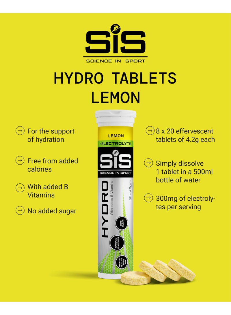 SIS Hydro Electrolyte Tablets | Sugar Free Hydration Tablets | Essential Electrolytes to Reduce Fatigue & Aid Rehydration | Gluten Free | Lemon Flavour | 160 Servings | 8 Pack - Image 2