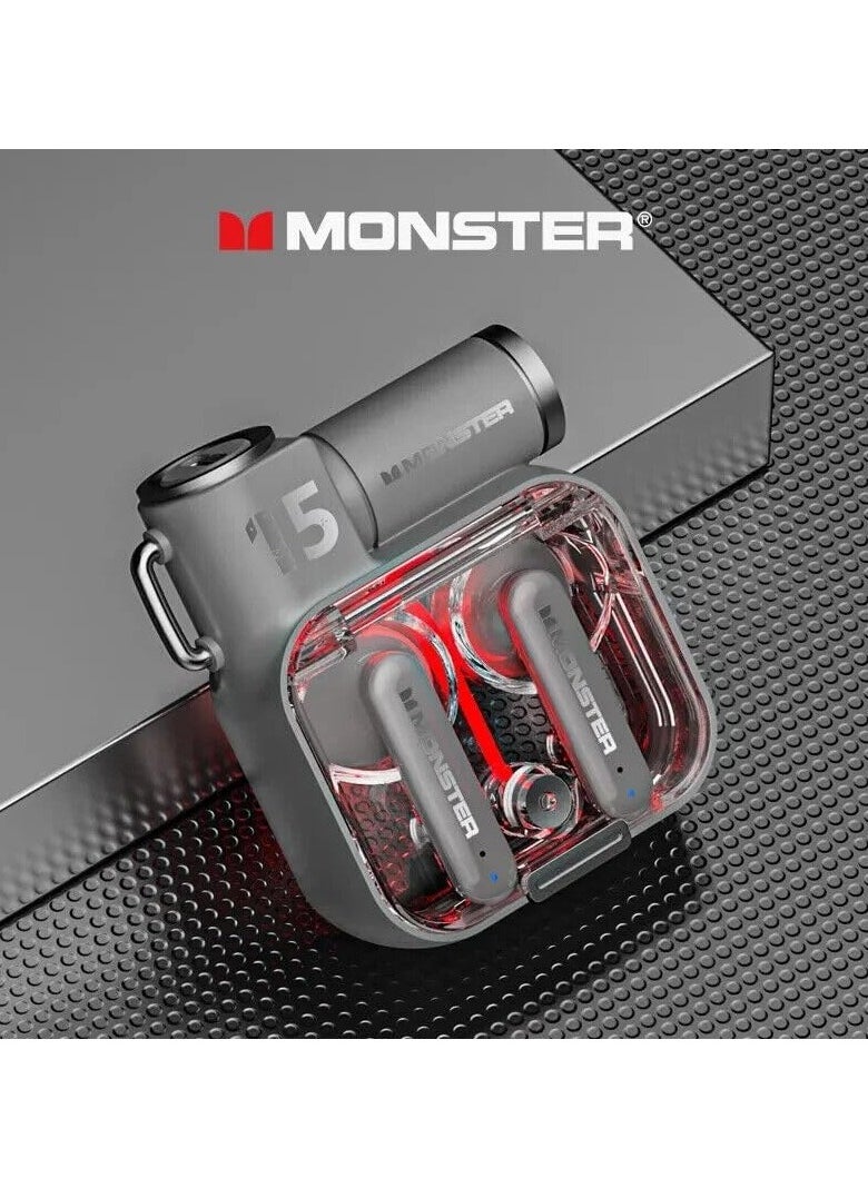 Monster - Original Monster XKT15 Wireless Bluetooth 5.3 TWS Earphones with RGB Cap Design Low Latency - Image 1