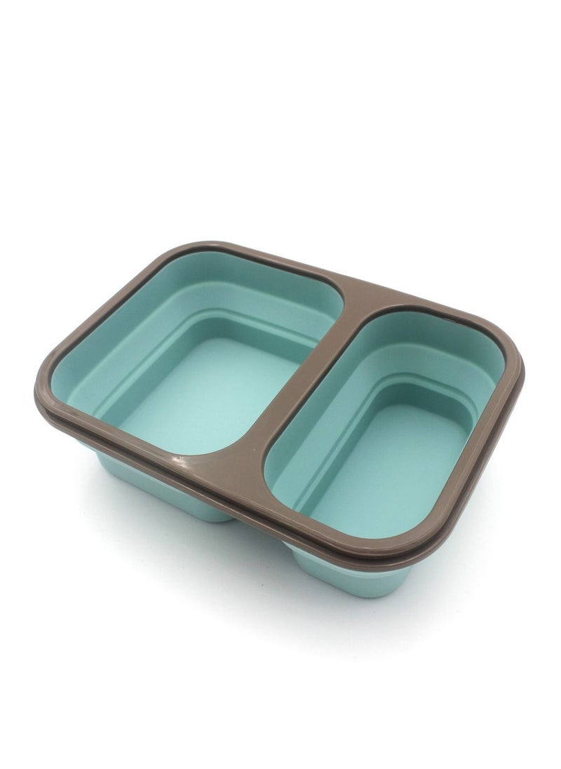 Auroware Auroware Collapsible Silicone Bento Lunch Box Container Food Storage with Lid, Spoon Saving Space Lightweight Dishwasher Safe Mint Green  - Image 3