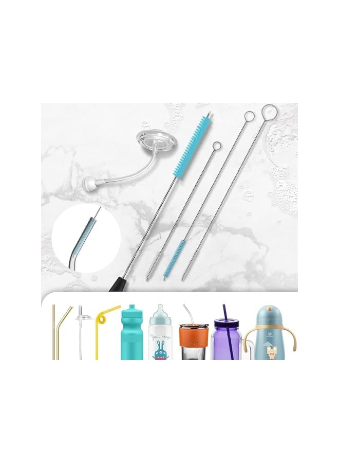 promass 9-Pack Bottle Cleaning Brush Set Bottle Brush Set with Long Handles Bottle Brush Long Handle Bottle Cleaner for Washing Narrow Wine/Beer Bottle, Thermos, Sport Well, Plus Kettle/Straw Brush - Image 3