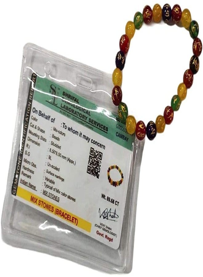 GEMTUB Natural Handcrafted Multi Onyx 7 Chakra Bracelet With Om Mani Padme Hum Engraved 10 mm Beads Crystal Stone - Image 5