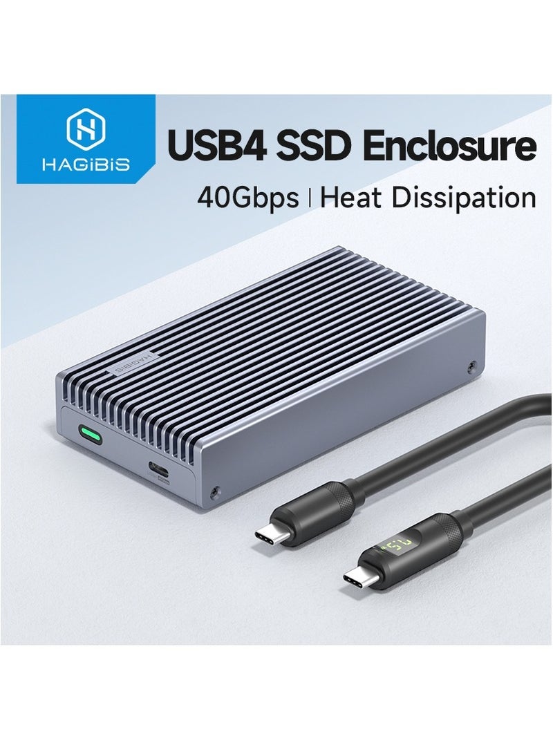 Hagibis 40Gbps USB4 M.2 NVMe SSD Enclosure With LED Display USB4 Cable for Thunderbolt 4/3 USB 3.2/3.1/3.0 B+M M-Key SSD Case - Image 1